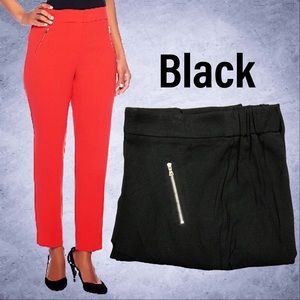 George Simonton Stretch Crepe Pants with Zipper Pockets, NWT 26W Black A240777